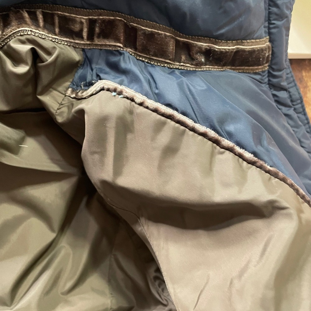 VTG Abercrombie & Fitch Cropped Jacket M Y2K Blue Faux Fur Trim Hood Down Puffer - Picture 8 of 9